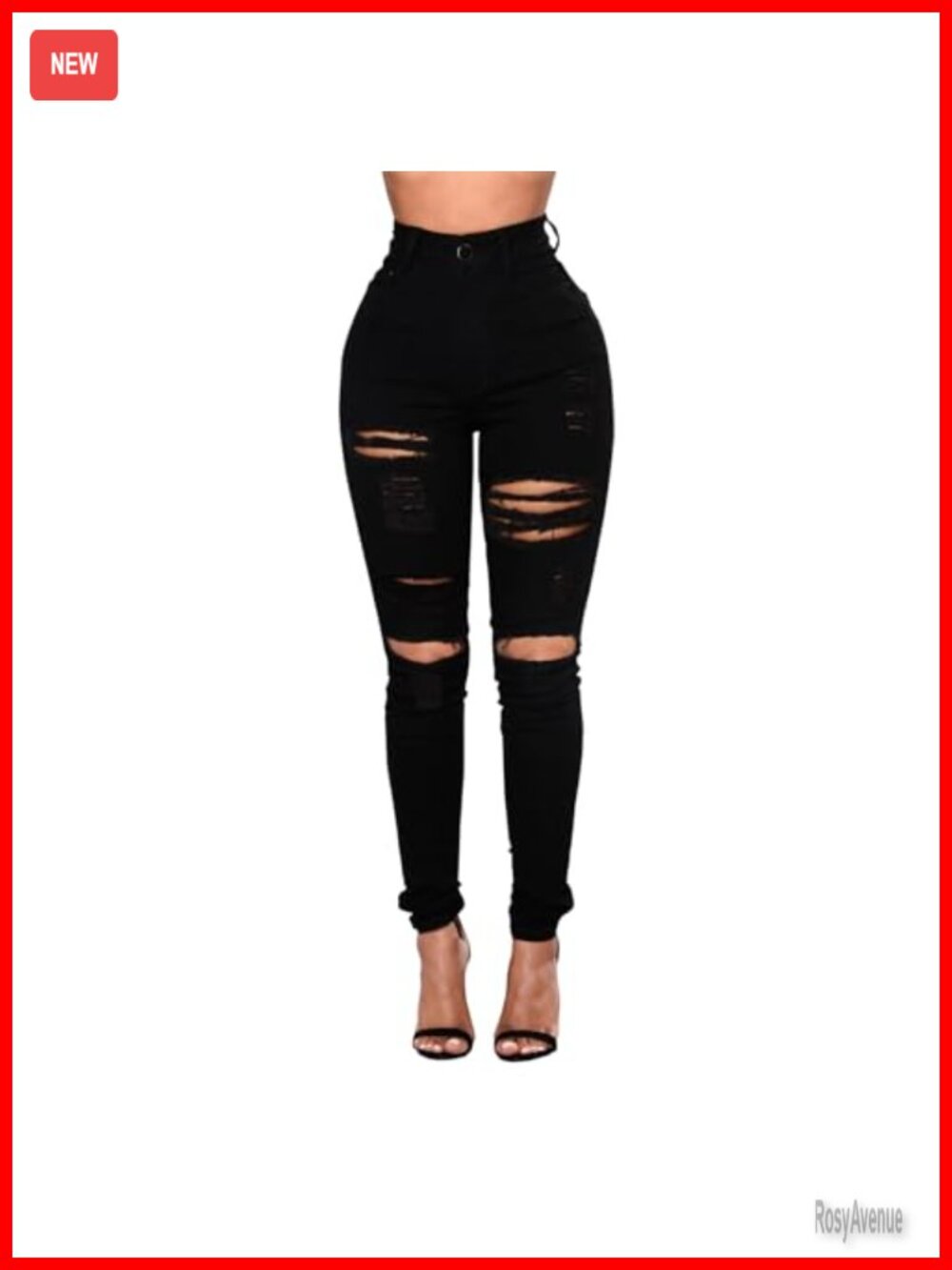 High Waisted Stretch Skinny Ripped Jeans Distressed Denim Pants